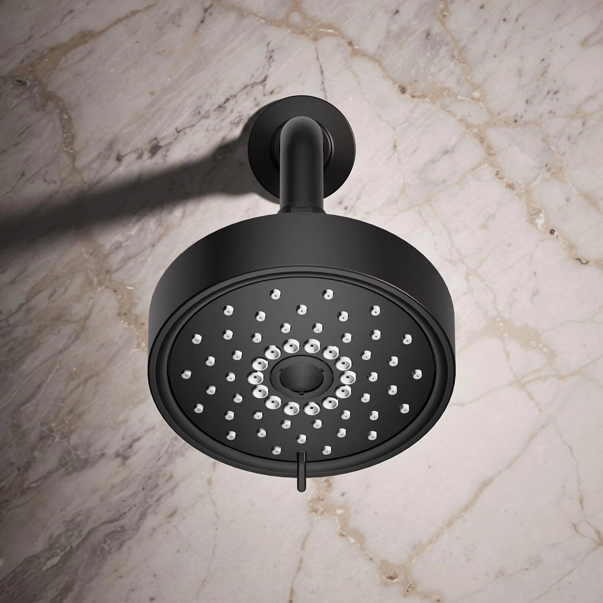 KOHLER 22170-BL Purist Three-Function SHOWERHEAD, Three Distinct Sprays with Easy-to-clean Surface & Accessible Thumb Tab, Matte Black, 2.5 GPM