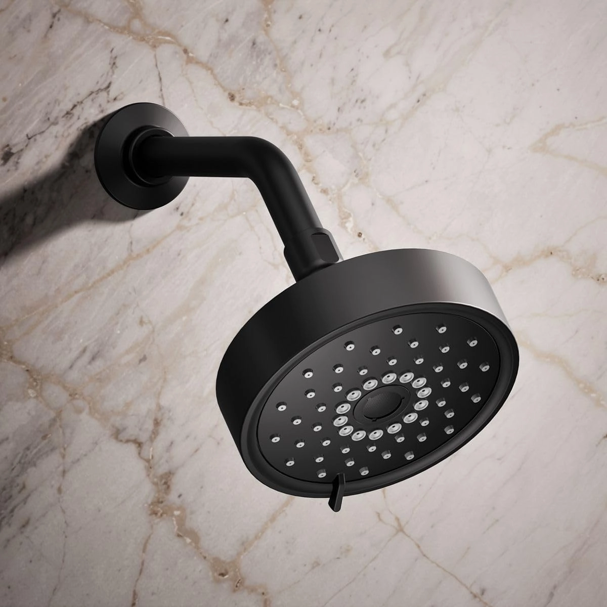KOHLER 22170-BL Purist Three-Function SHOWERHEAD, Three Distinct Sprays with Easy-to-clean Surface & Accessible Thumb Tab, Matte Black, 2.5 GPM