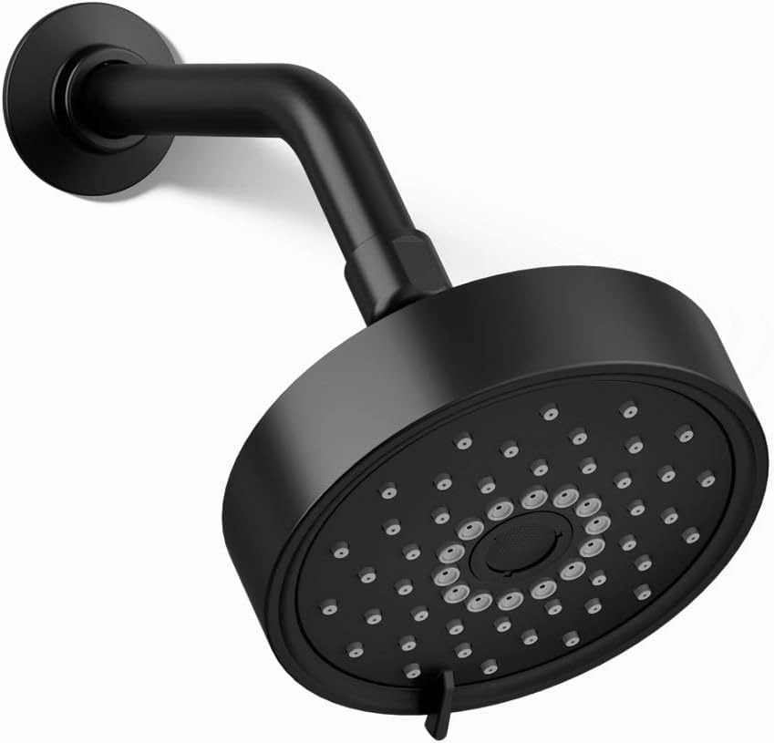 KOHLER 22170-BL Purist Three-Function SHOWERHEAD, Three Distinct Sprays with Easy-to-clean Surface & Accessible Thumb Tab, Matte Black, 2.5 GPM