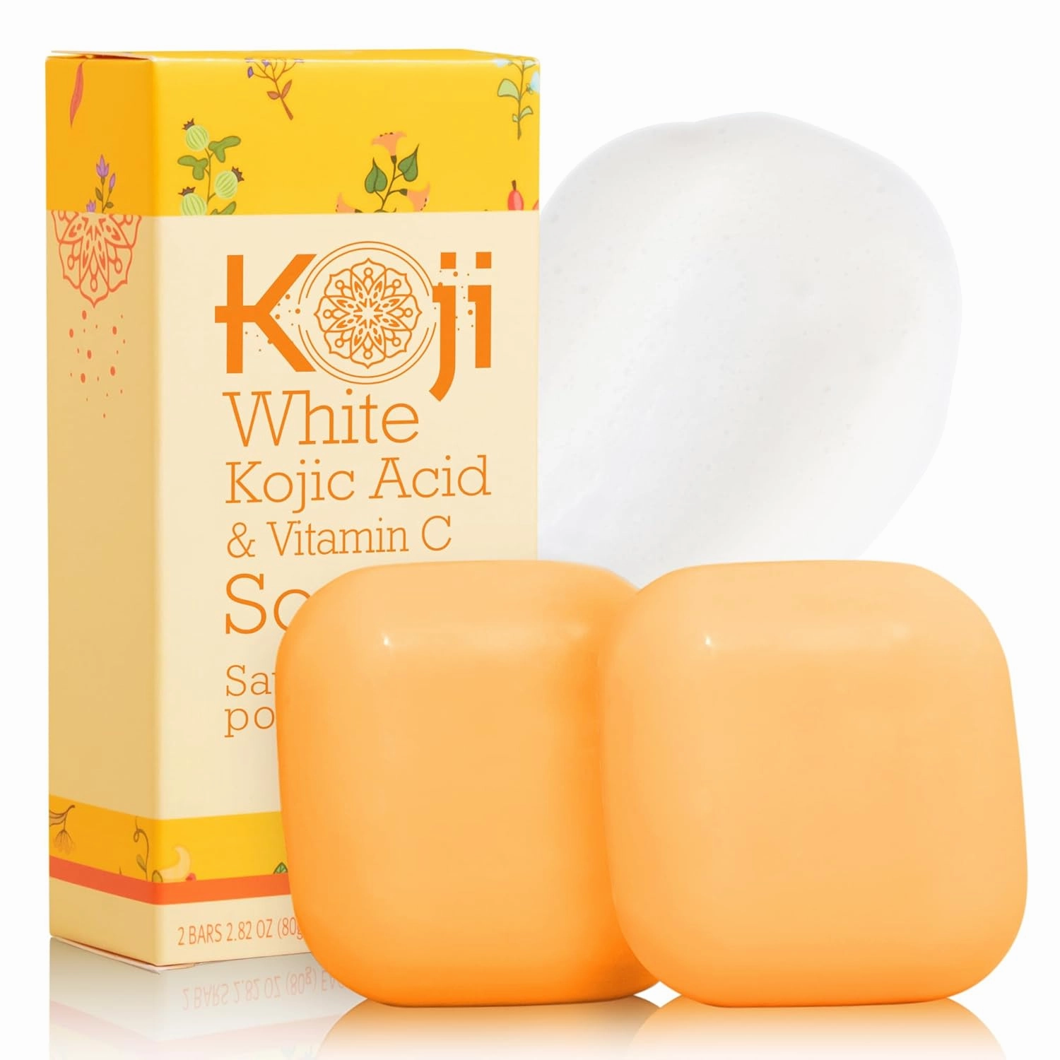 Koji White Kojic Acid & Vitamin C Brightening Soap, Hydrating Face & Body For Radiant Glow Skin, Nourishing, Moisturizing, Even Tone Cleansing Bar, Vegan, Paraben-Free, 2.82 oz (2 Bars)