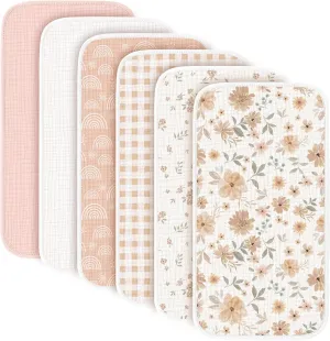 Konssy 6-Pack Muslin Baby Burp Cloths, Large 100% Cotton Burping Clothes, Soft & Absorbent for Newborns, Baby Boys and Girls