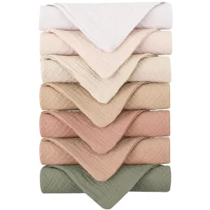 Konssy 7-Pack Soft Cotton Face Wash Cloths, Reusable Absorbent Washcloths for Sensitive Skin, Facial Makeup Remover Towels for Women (11 x 11 Inch)