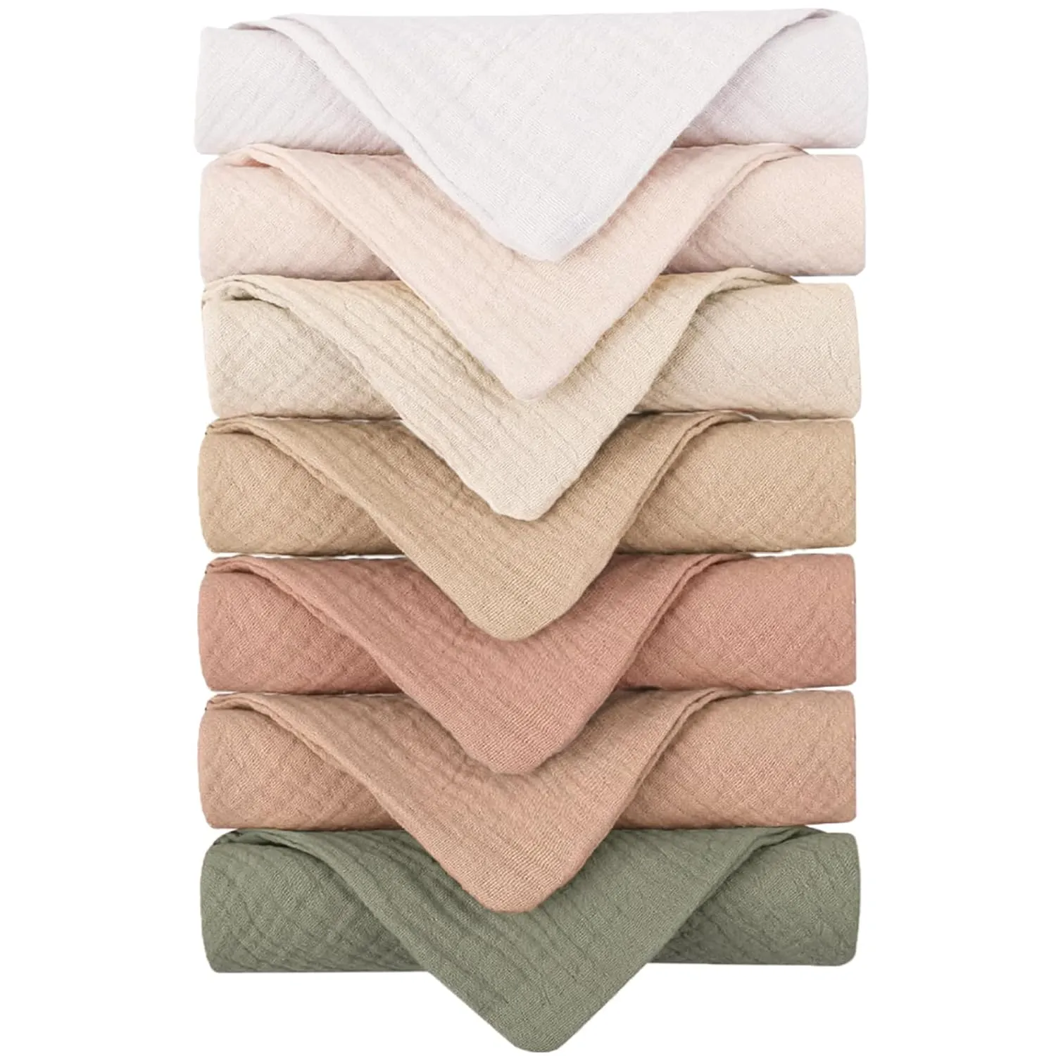 Konssy 7-Pack Soft Cotton Face Wash Cloths, Reusable Absorbent Washcloths for Sensitive Skin, Facial Makeup Remover Towels for Women (11 x 11 Inch)