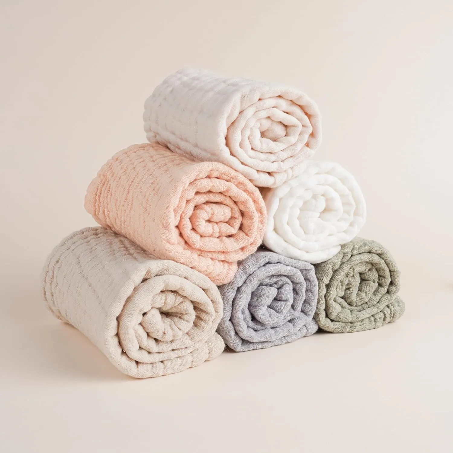 Konssy Muslin Baby Burp Cloths 6 Pack, Soft Absorbent 100% Cotton Burping Clothes for Newborns, Baby Boys and Girls, Unisex