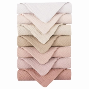 Konssy 7-Pack Soft Cotton Face Wash Cloths, Reusable Absorbent Washcloths for Sensitive Skin, Facial Makeup Remover Towels for Women (11 x 11 Inch)