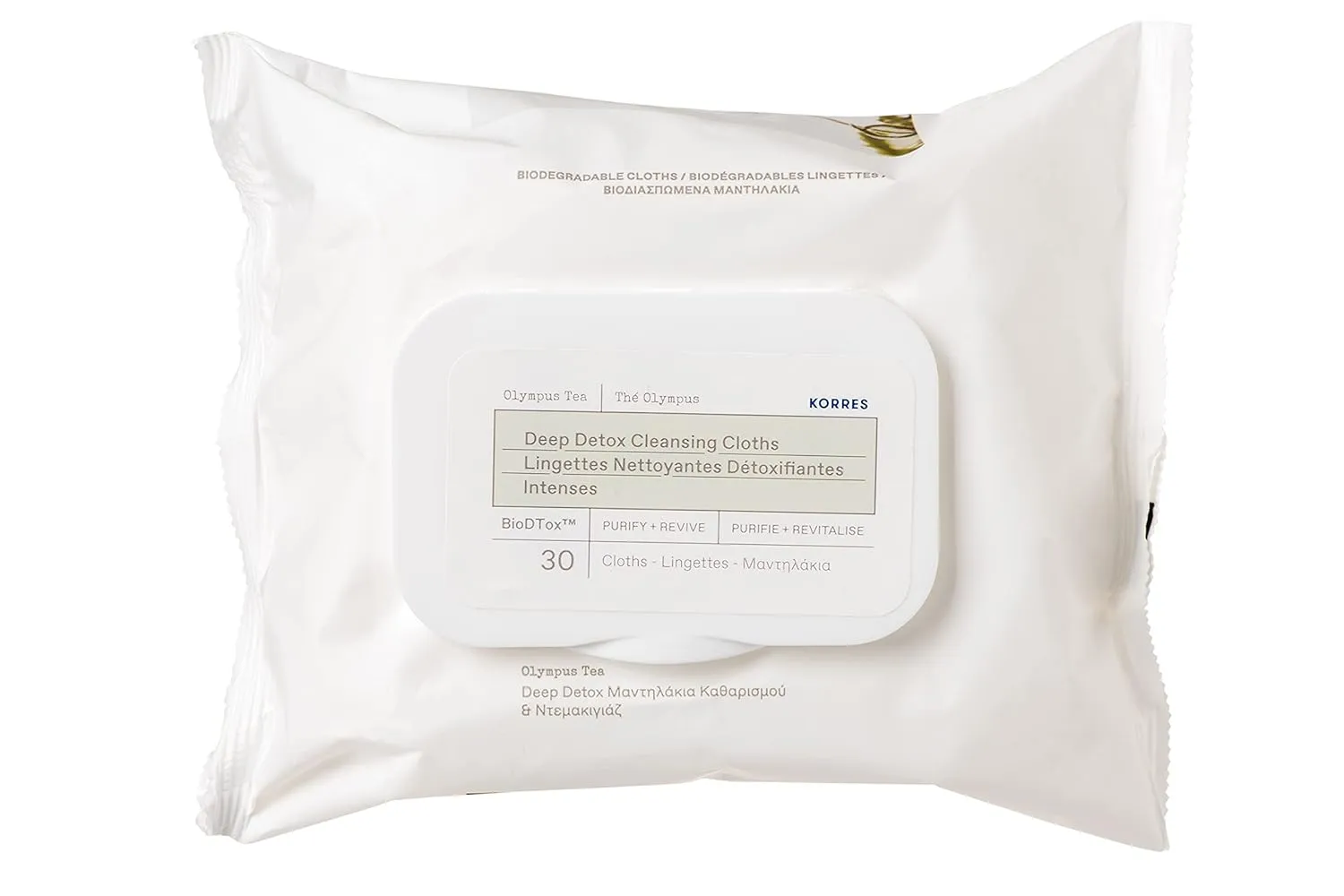 KORRES Olympus Tea Deep Detox Cleansing Cloths, 30 ct.