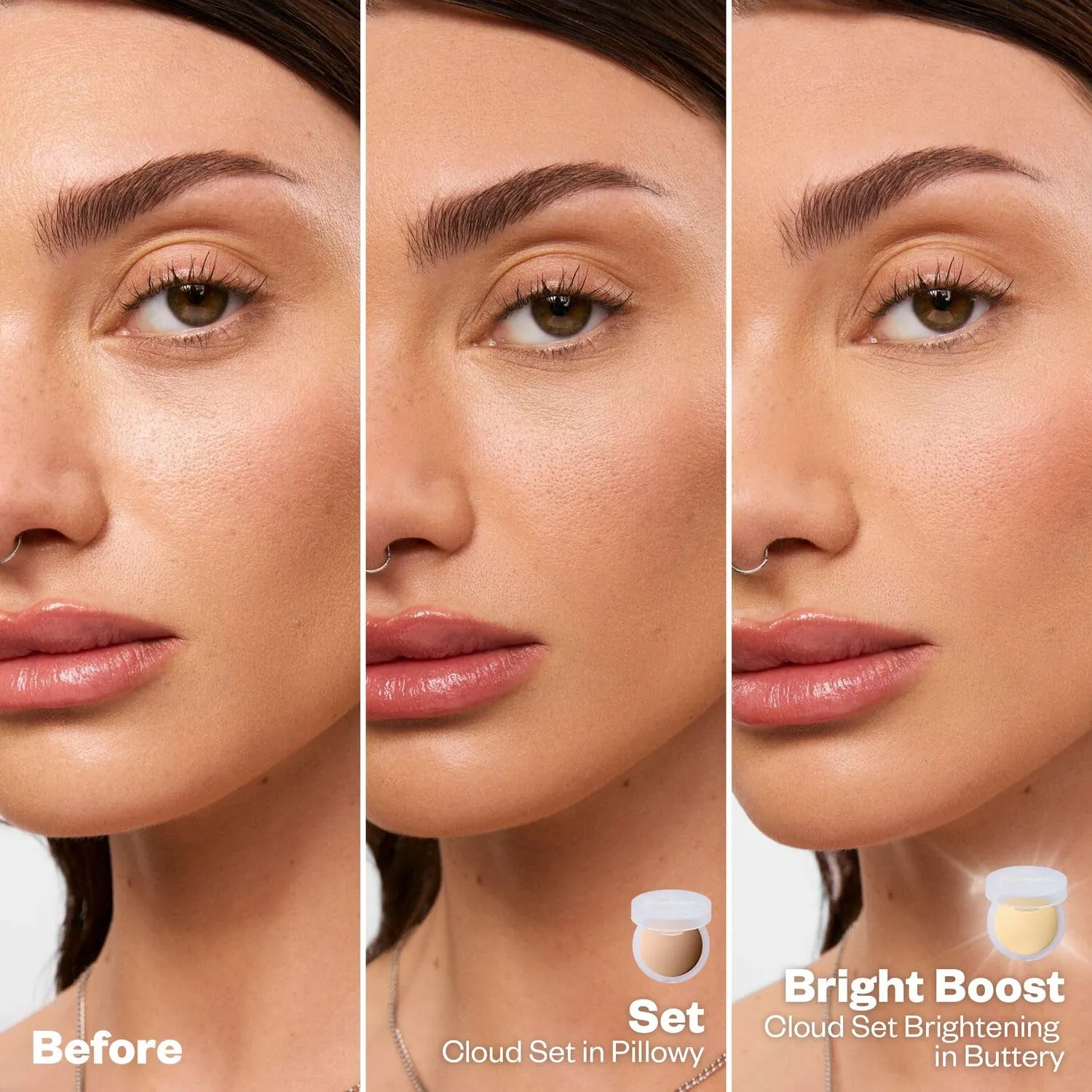 Kosas Cloud Set Face Setting Powder - Smoothing Shine Control, Soft, Sheer Translucent Makeup Finish, Portable & Long-Lasting Loose Pressed Baking Powder -Pillowy (Sheer Medium Tan)