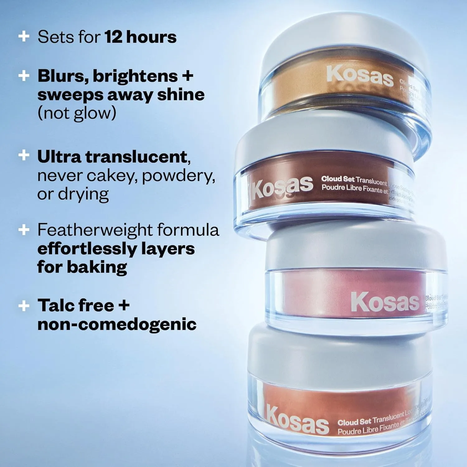 Kosas Cloud Set Loose Powder – Translucent Setting   Blurring Talc-Free Face Powder in Translucent - Buttery (Ultra Sheer Yellow)