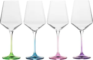 Krosno White Wine Glasses 4, Set of 4 Color Stemmed Glasses, Wedding Gift, Party Crystal Glass, Lead-Free, Durable, Scratch Resistant, Gift Idea, Made in Europe