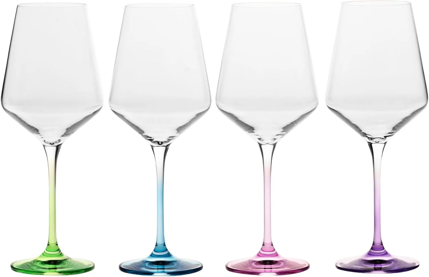 Krosno White Wine Glasses 4, Set of 4 Color Stemmed Glasses, Wedding Gift, Party Crystal Glass, Lead-Free, Durable, Scratch Resistant, Gift Idea, Made in Europe