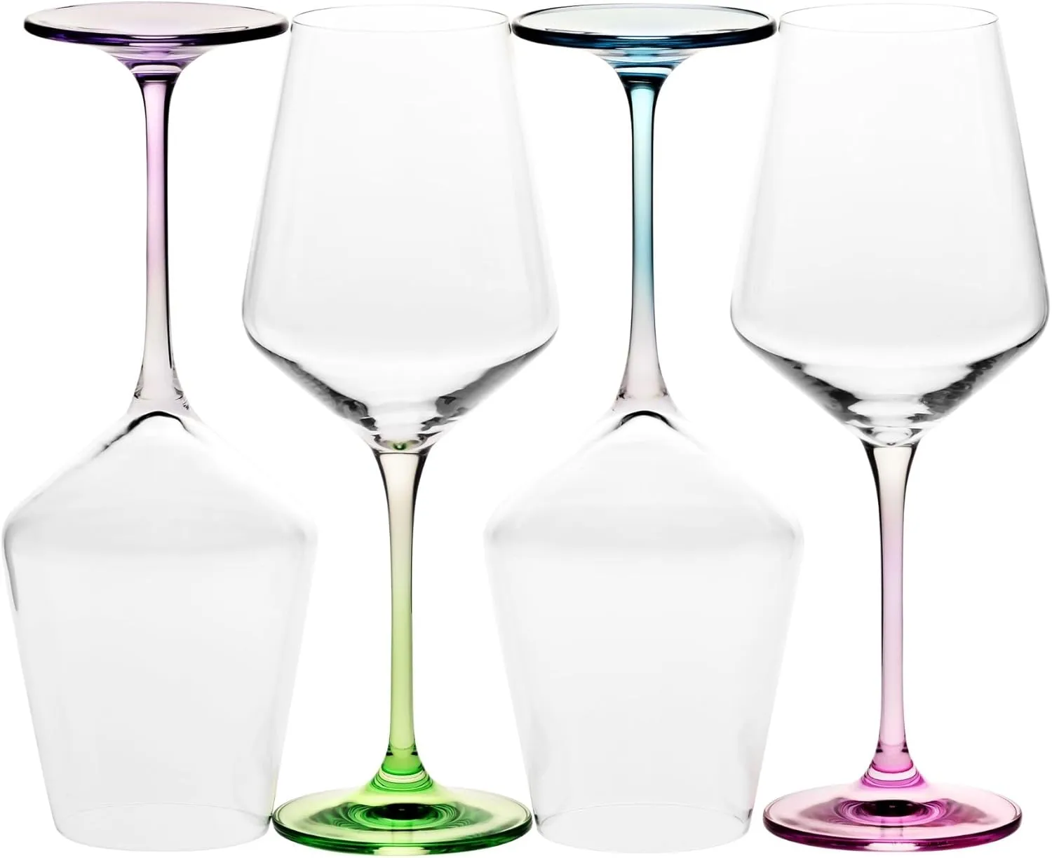 Krosno White Wine Glasses 4, Set of 4 Color Stemmed Glasses, Wedding Gift, Party Crystal Glass, Lead-Free, Durable, Scratch Resistant, Gift Idea, Made in Europe