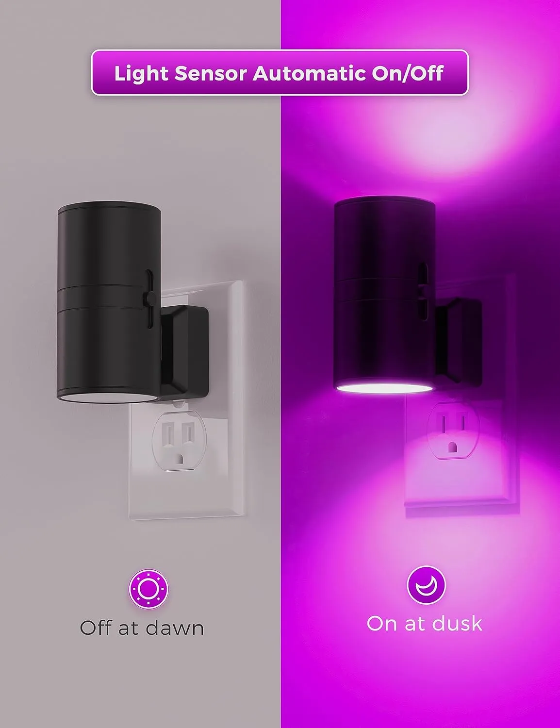 L LOHAS LED [2 Pack] Halloween Purple Night Light, Light Plug in with Sensor, Adjustable Brightness, Dimmable Lights Decorative for Christmas, Holiday, Home Decor, Party Bathroom
