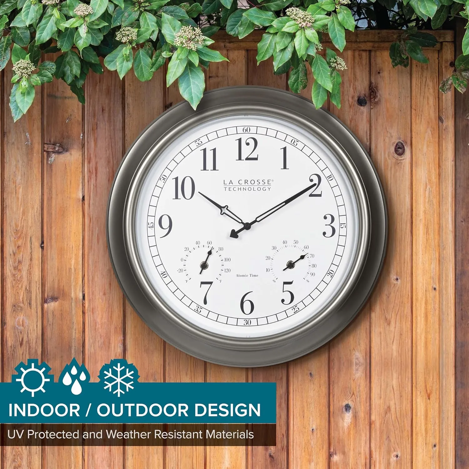 La Crosse Technology 404-00237-INT 18" Atomic Outdoor Clock with Thermometer & Hygrometer