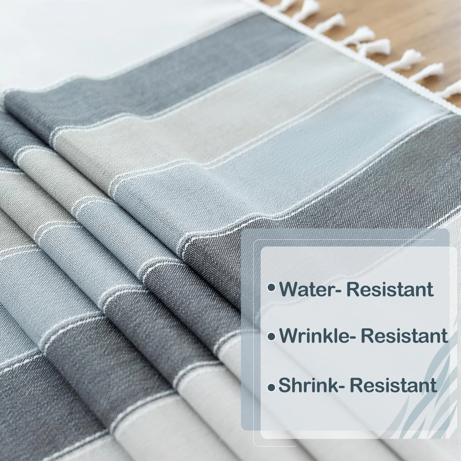 Laolitou Rustic Tablecloth Cotton Linen Waterproof Tablecloths Burlap Table Cloths for Kitchen Dining Cloth Table Cloth for Rectangle Tables Light Grey Stripes Square,55"x 55",4 Seats