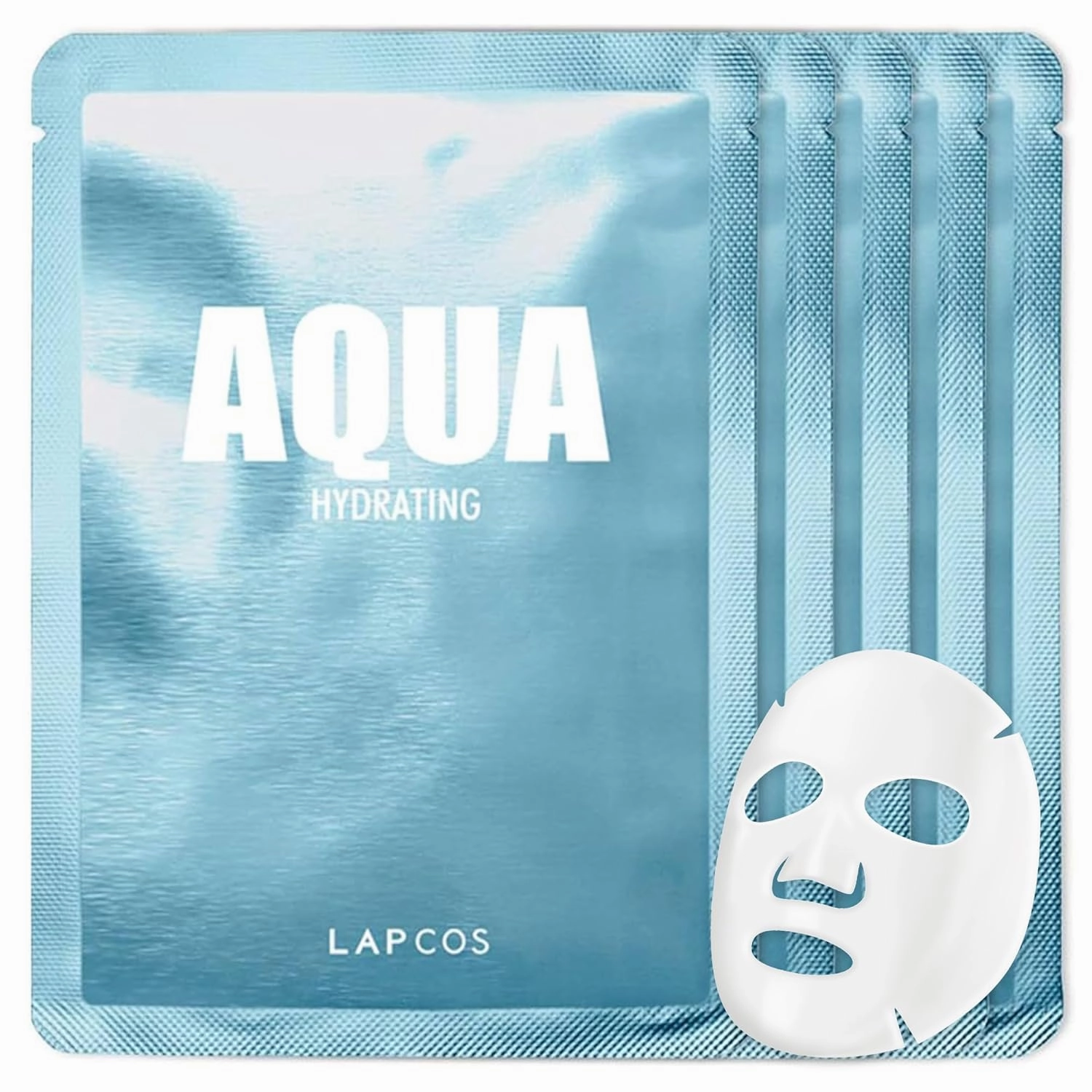 LAPCOS Aqua Sheet Mask, Hydrating Daily Face Mask with Seawater and Plankton Extract to Nourish Skin, Korean Beauty Favorite, 5-Pack