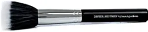 Large Powder Makeup Brush - Beauty Junkees Pro Flat Top Duo Fiber Synthetic Make Up Brushes, Blend Diffuse Loose, Pressed, Translucent Powders for Setting, Finishing, Bronzing, Vegan Cruelty Free