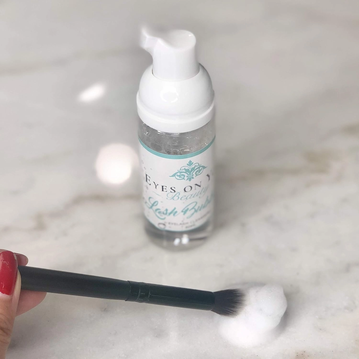 Lash Bubbly - Eyelash Extension Foaming Cleanser Shampoo For Extensions & Natural Lashes/Paraben & Sulfate Free Safe Remover/Professional & Self Use (Cleansing Brush)