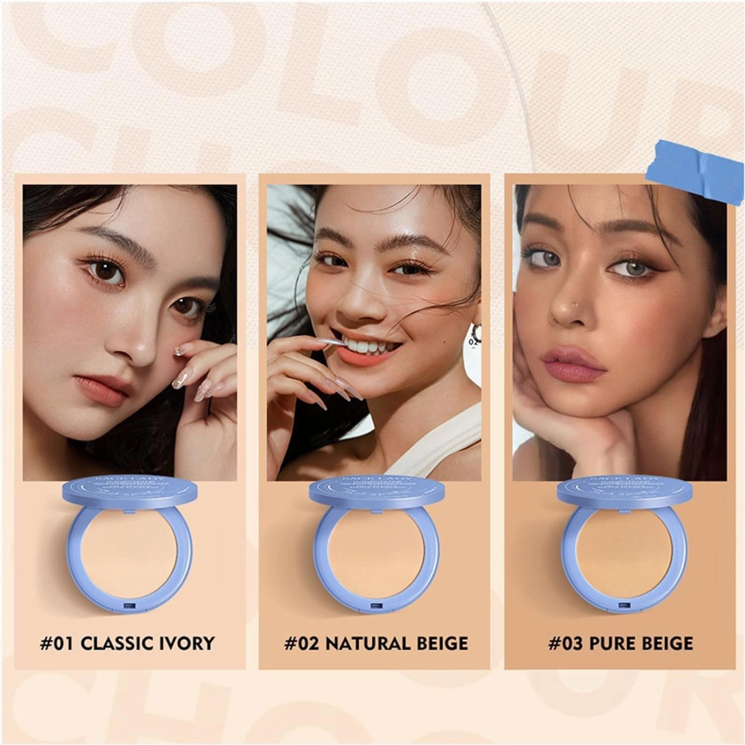 Lasting Waterproof Makeup, Polvo Compacto Perfección Mate, Matte Perfections PressedPowder, Mate Wet And Dry Powder, Oil Control Face Pressed Powder (Pure beige, One size)