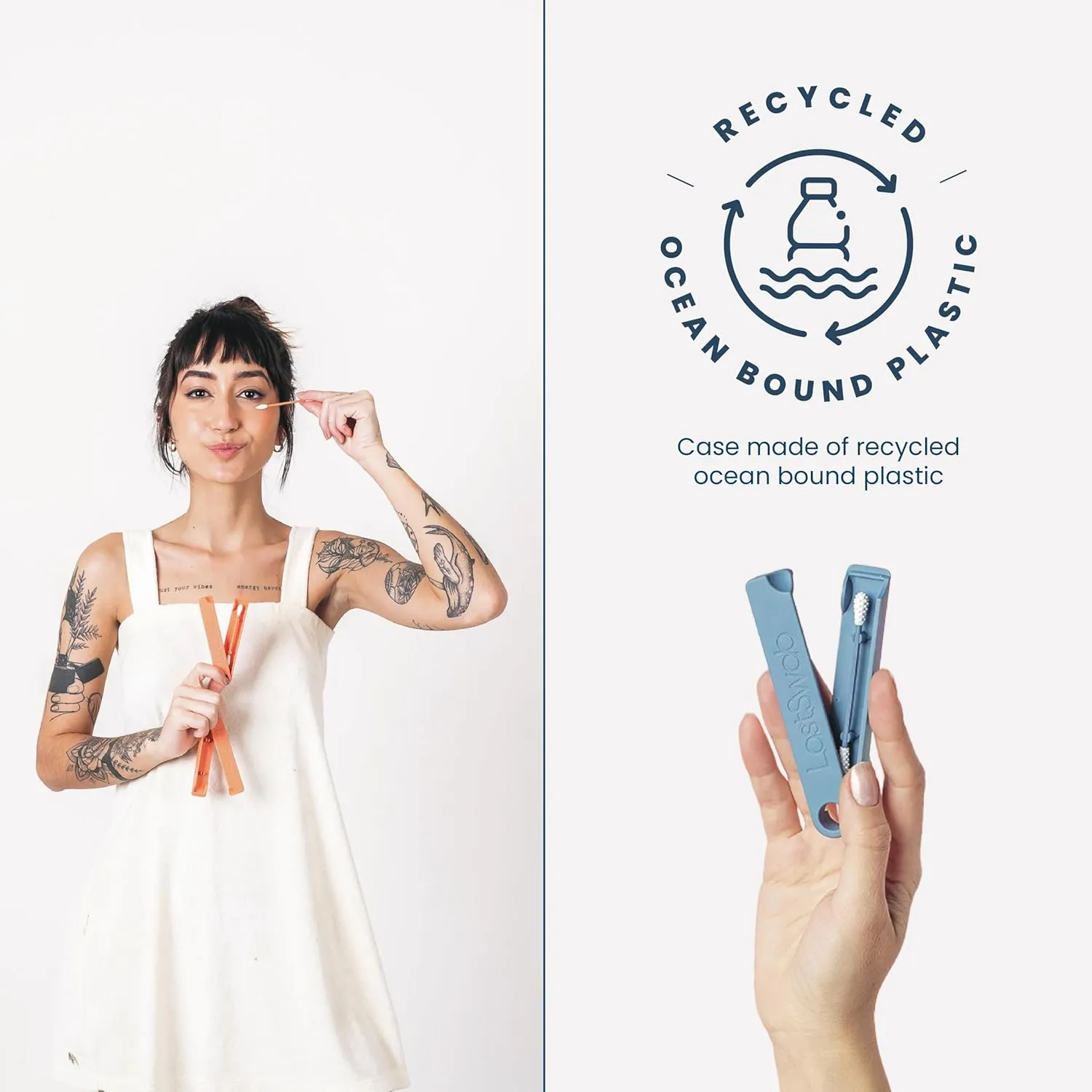 LastSwab® Reusable Cotton Swabs for Ear Cleaning - The Sustainable and Sanitary Alternative to Single-Use Q Tips - Zero Waste and Easy to Clean - Comes with a Convenient Travel Case Holder - Green