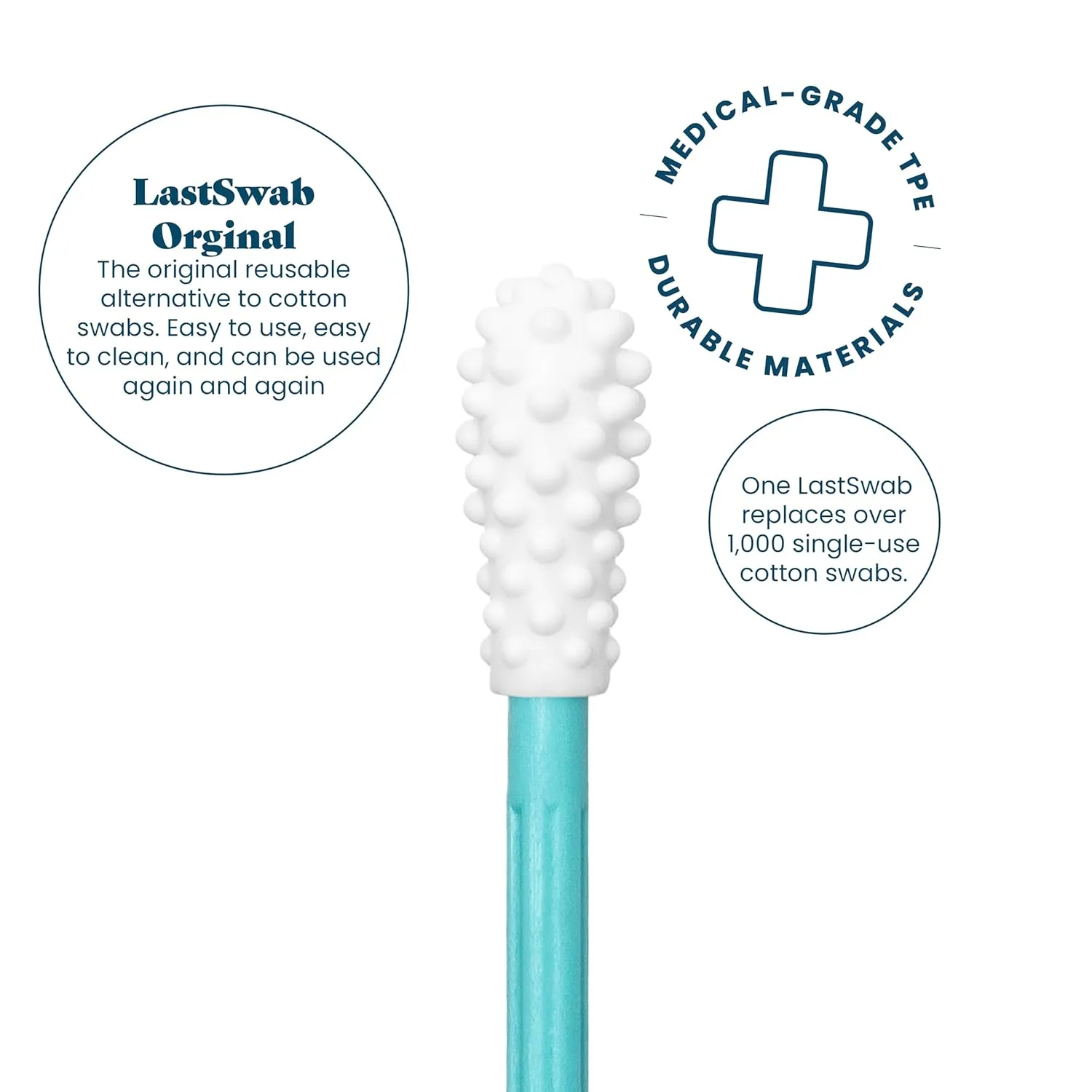 LastSwab® Reusable Cotton Swabs for Ear Cleaning - The Sustainable and Sanitary Alternative to Single-Use Q Tips - Zero Waste and Easy to Clean - Comes with a Convenient Travel Case Holder - Green