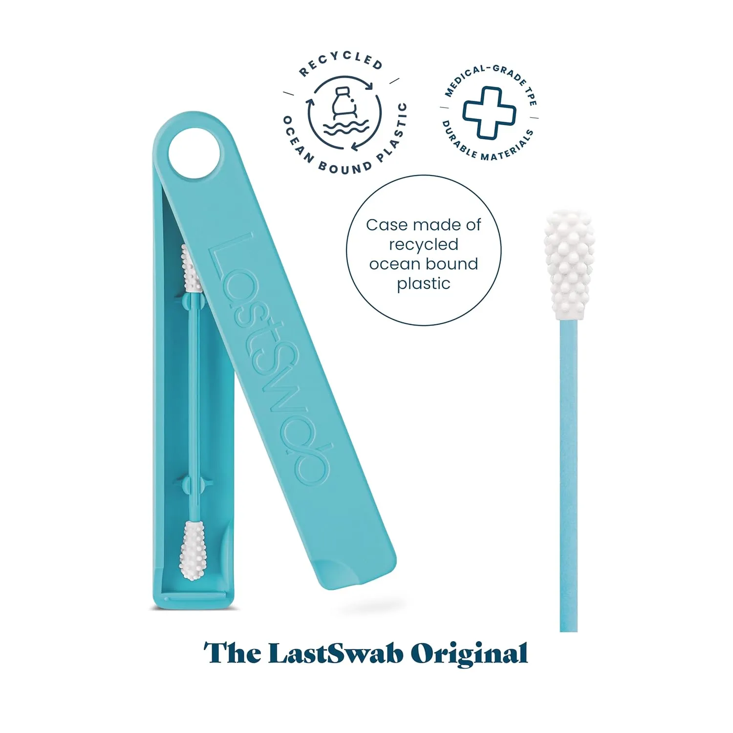 LastSwab® Reusable Cotton Swabs for Ear Cleaning - The Sustainable and Sanitary Alternative to Single-Use Q Tips - Zero Waste and Easy to Clean - Comes with a Convenient Travel Case Holder - Green