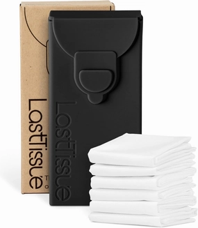LastTissue® Reusable Cotton Tissue Pack – Sustainable, Durable, Eco-Conscious, Portable & Washable Facial Tissues for Men and Women with Travel Handkerchief Storage Case