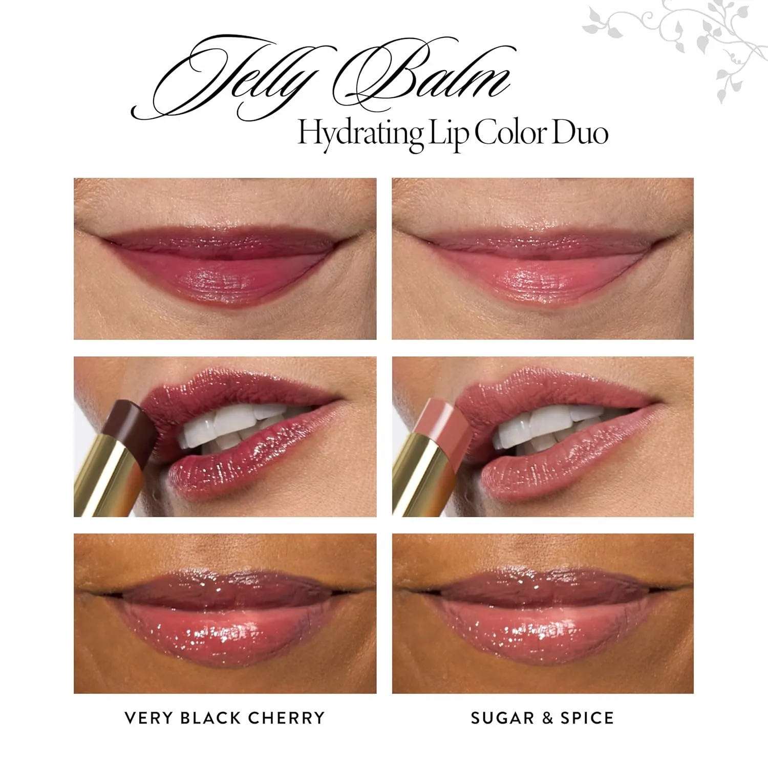LAURA GELLER NEW YORK Jelly Balm Hydrating Lip Color Duo - Very Black Cherry   Sugar & Spice - Holiday 2024
