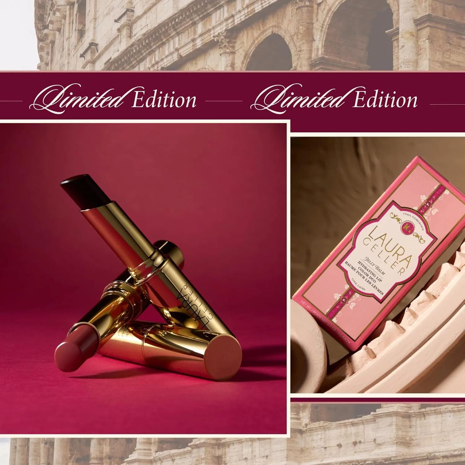 LAURA GELLER NEW YORK Jelly Balm Hydrating Lip Color Duo - Very Black Cherry   Sugar & Spice - Holiday 2024