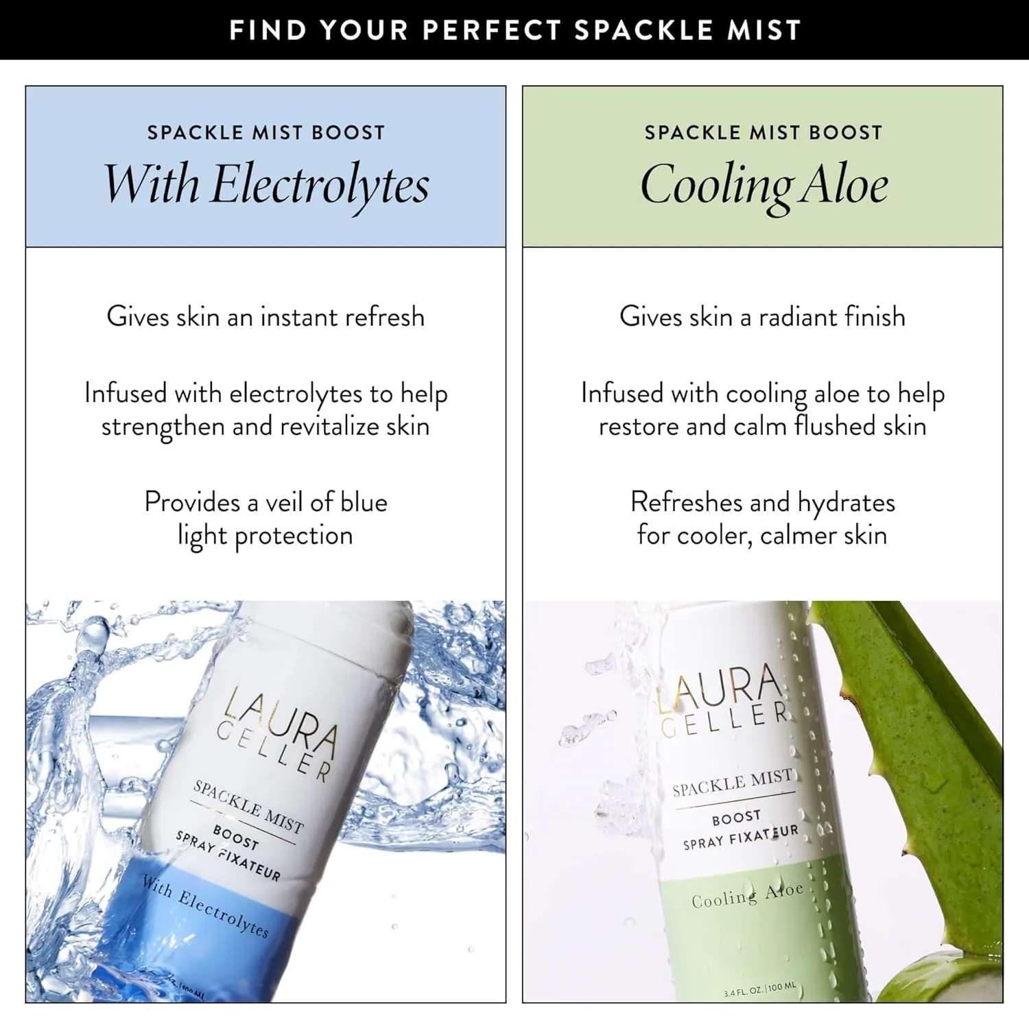 LAURA GELLER NEW YORK Spackle Mist Boost with Cooling Aloe - Long-Lasting Dewy Skin Makeup Setting Spray