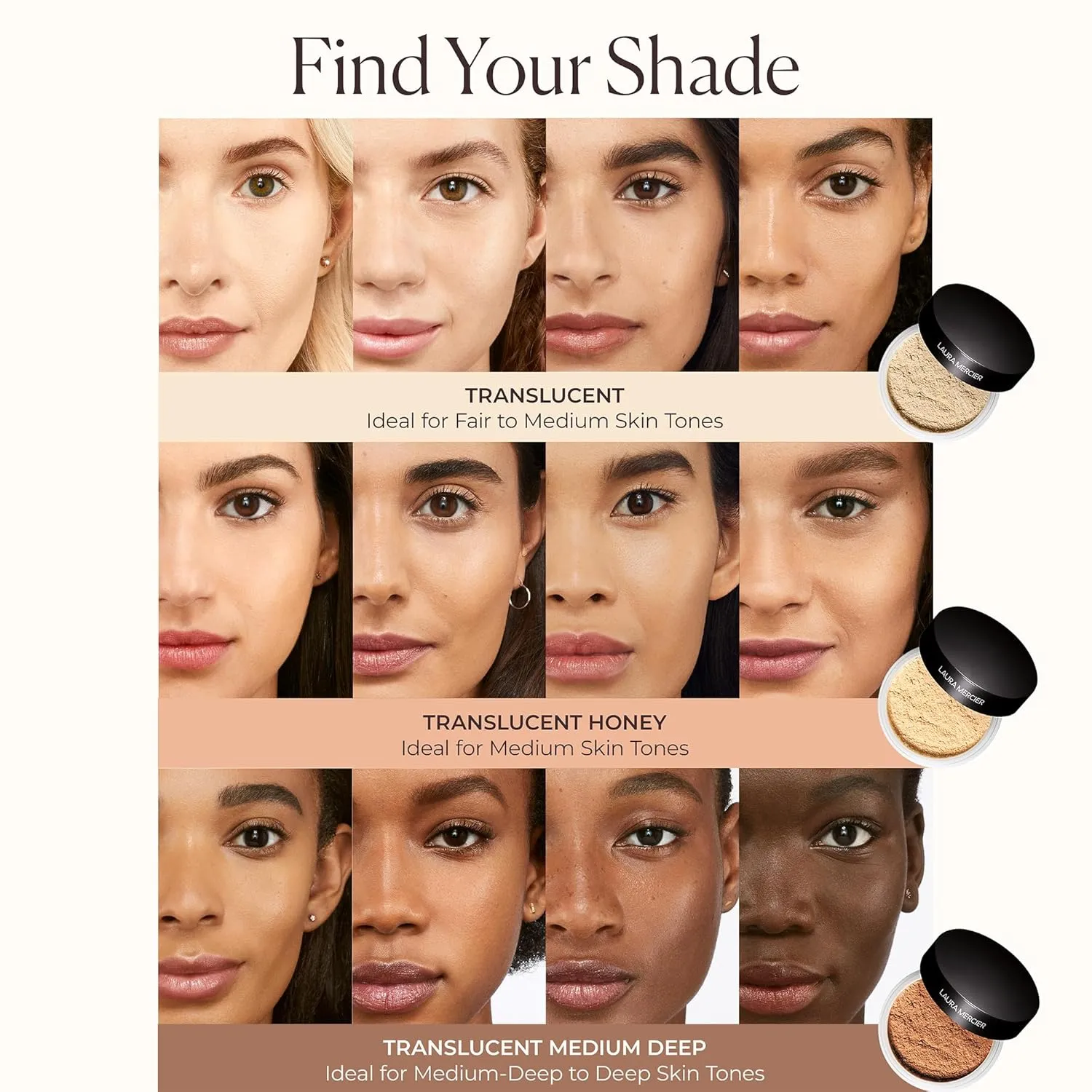 Laura Mercier Translucent Loose Setting Powder, 24HR Shine Control, Soft Matte Finish, Long Lasting Wear, Best for Normal to Oily Skin, 4 Shades for Virtually All Skin Tones, Artistry Icons Set