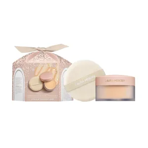 Laura Mercier Translucent Loose Setting Powder Ultra-Blur & Puff Set: Talc-Free, Long Lasting, Normal to Dry   Mature Skin, Hyaluronic Acid Infused, Full Size Value Set, Mother's Day Gift