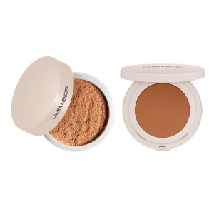Laura Mercier Translucent Talc-Free Ultra-Blur Loose Setting Powder and Waterproof Pressed Powder Bundle, Shade Medium Deep