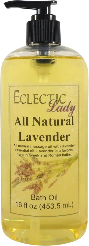 Lavender Bath Oil by Eclectic Lady - Scented Bath Oil - Relaxing & Moisturizing Bathing Oil - Fragrance Body Oil for Dry & Rough Sensitive Skin - Body Daily Nourishing Shower Oil (16 oz)