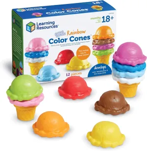Learning Resources Smart Snacks Rainbow Color Cones - 12 Pieces, Ages 18  months Toddler Pretend Play Toys, Fine Motor Skills Toys, Preschool Learning Toys