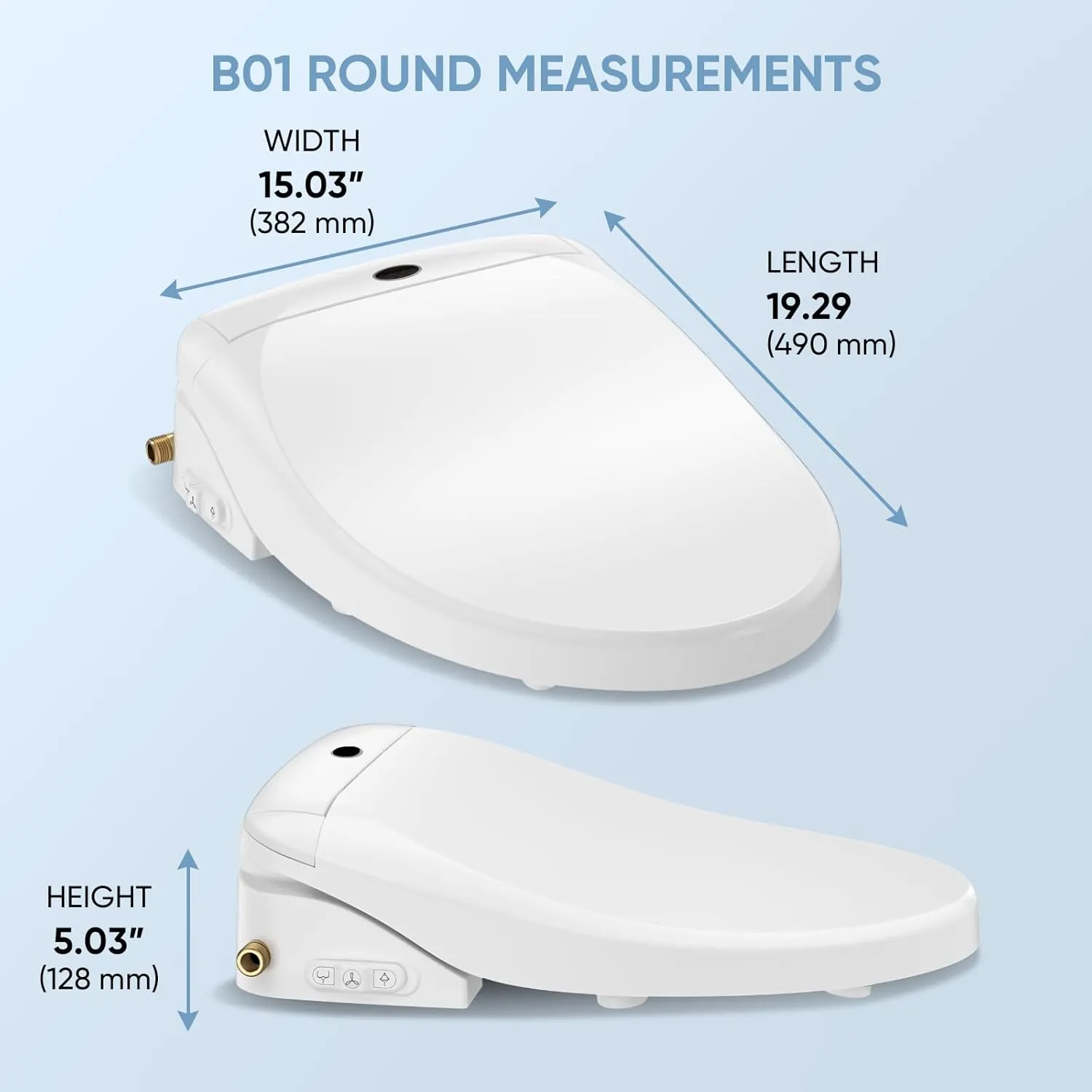 LEIVI Smart Bidet Toilet Seat with Wireless Remote and Side Panel, Multiple Spray Modes, Adjustable Heated Seat, Warm Water and Air Dryer, Auto LED Nightlight, Round