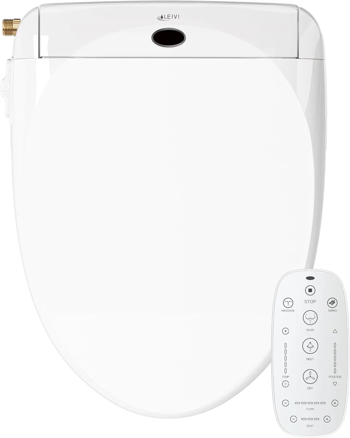 LEIVI Smart Bidet Toilet Seat with Wireless Remote and Side Panel, Multiple Spray Modes, Adjustable Heated Seat, Warm Water and Air Dryer, Auto LED Nightlight, Round