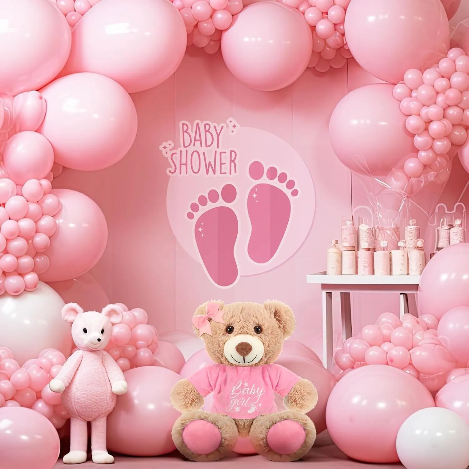 Lenwen 10 Pcs Baby Shower Bear Stuffed Decorations Animal Cute Plush Toy 14 Inch Stuffed Bear Plush Dolls in Bulk for Baby Shower Christmas Birthday Wedding Home Decorations (Girl)