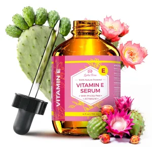 Leven Rose Vitamin E Oil Serum 100% Pure Organic All Natural for Face, Dry Skin Moisturizer, Hair & Nail Growth, Pure Makeup Remover, Cleansing Oil Large 4 oz
