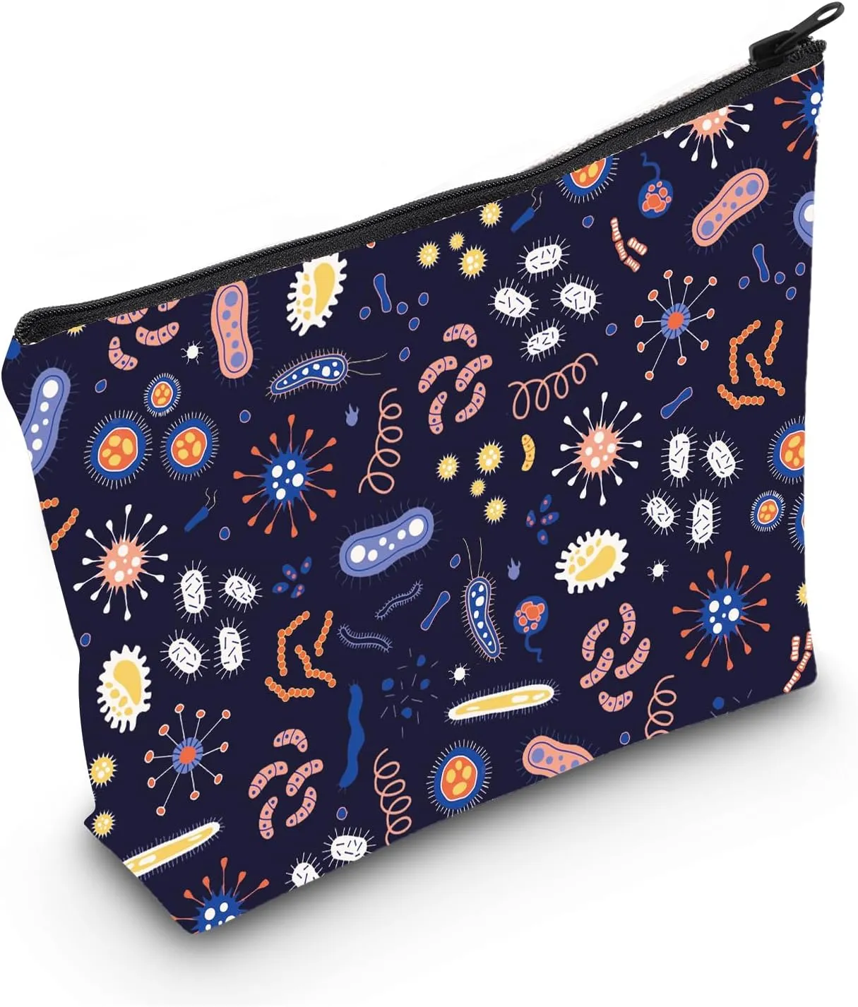 LEVLO Microbiology Bacteria Makeup Bag Science Art Biologist Reusable Book Cosmetic Bag Gift for Teacher (Microbiology)