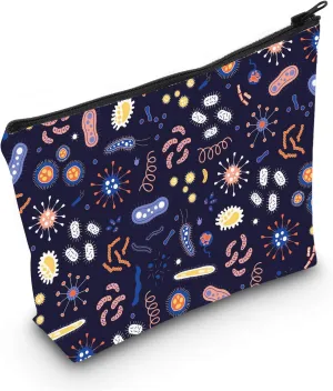 LEVLO Microbiology Bacteria Makeup Bag Science Art Biologist Reusable Book Cosmetic Bag Gift for Teacher (Microbiology)