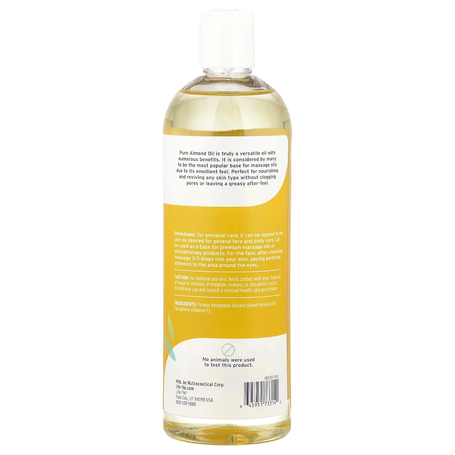 Life-flo Pure Almond Oil, Sweet Almond Oil for Skin Care, Hair Care and Massage, Aromatherapy Carrier Oil, Revitalizing and Moisturizing, No Fillers, 60-Day Guarantee, Not Tested on Animals, 16oz