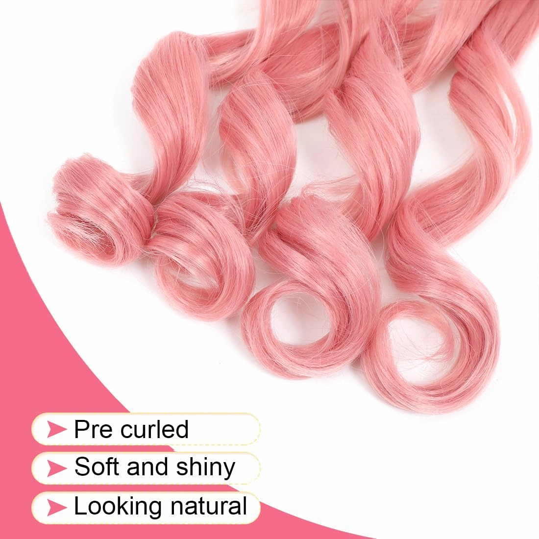 Light Pink French Curl Braiding Hair 24 Inch Soft Braiding Hair Pre Stretched Loose Wave Bouncy 100g/pack Yaki Hair for Black Women Hair Extensions for Braids(Light Pink 24 Inch)