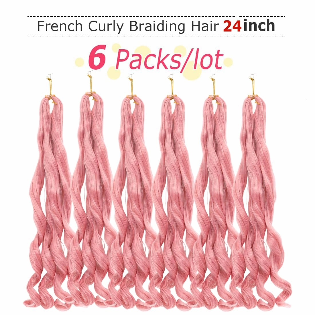 Light Pink French Curl Braiding Hair 24 Inch Soft Braiding Hair Pre Stretched Loose Wave Bouncy 100g/pack Yaki Hair for Black Women Hair Extensions for Braids(Light Pink 24 Inch)