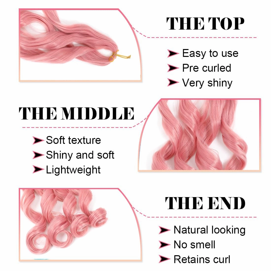 Light Pink French Curl Braiding Hair 24 Inch Soft Braiding Hair Pre Stretched Loose Wave Bouncy 100g/pack Yaki Hair for Black Women Hair Extensions for Braids(Light Pink 24 Inch)