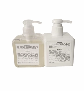 Lilac & Lilies Organic Body Wash & Body Crème Set (8 Oz Body Wash & Crème Bottles)