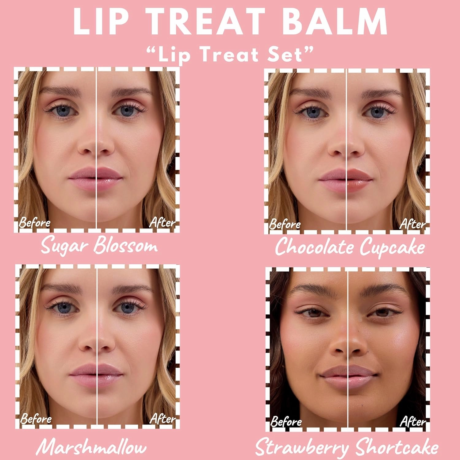 Lip Treat Balm - Hydrating & Nourishing Lip Balm with Avocado, Olive, and Coconut Oils - Softening Lip Moisturizer & Protection for Very Dry Lips - Set Of 4, 0.7oz Each