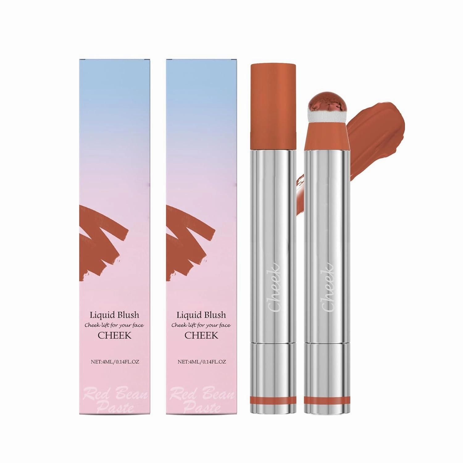 Liquid Highlight Blush and Lip Gloss, Multifunctional Contouring Facial Makeup, Face Blush Long Wearing Blendable Color,4ml/0.14fl.Oz (02#,2pcs)