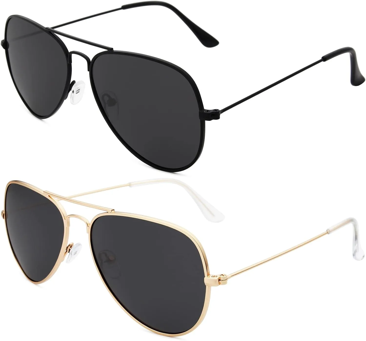 livho Sunglasses for Men Women Aviator Polarized Metal Mirror UV 400 Lens Protection (All black & Gold Black)