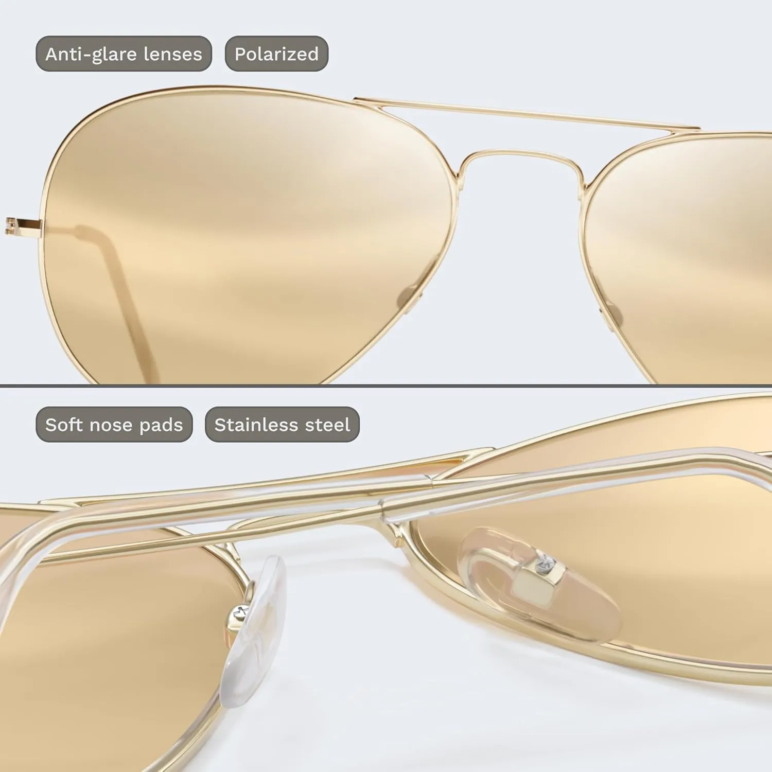 livho Sunglasses for Men Women Aviator Polarized Metal Mirror UV 400 Lens Protection