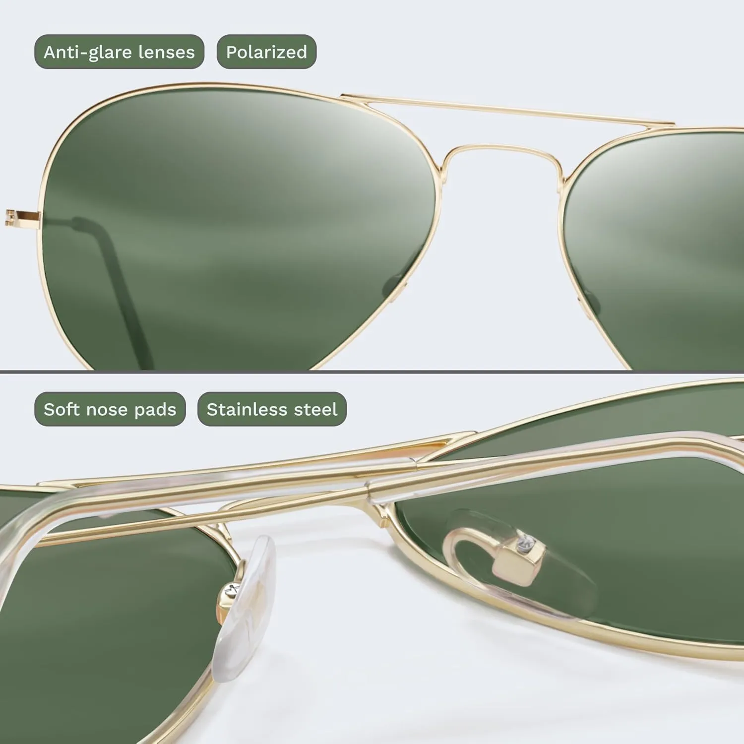 livho Sunglasses for Men Women Aviator Polarized Metal Mirror UV 400 Lens Protection